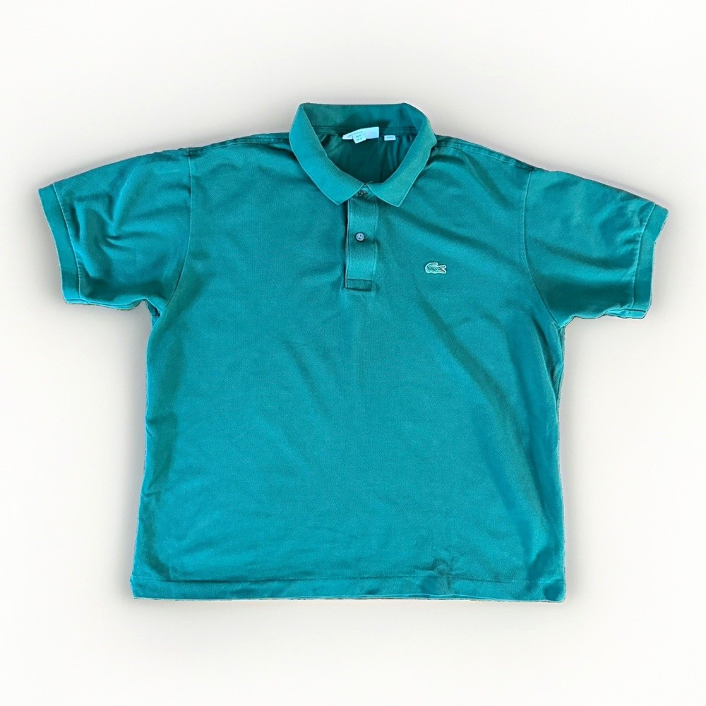 Lacoste Classic Fit Green Solid Polo Shirt Short Sleeve Button Size Youth XL